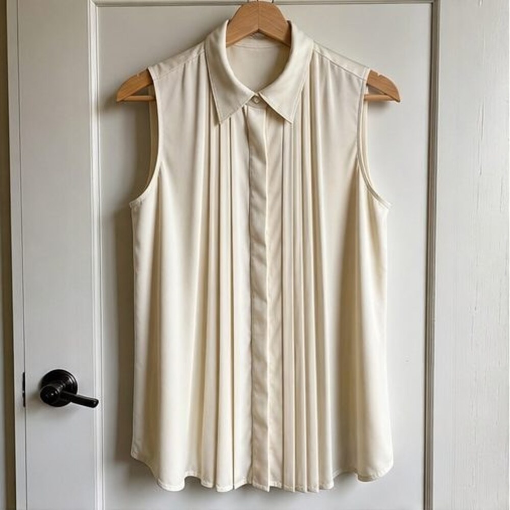 Cream Pleated Blouse